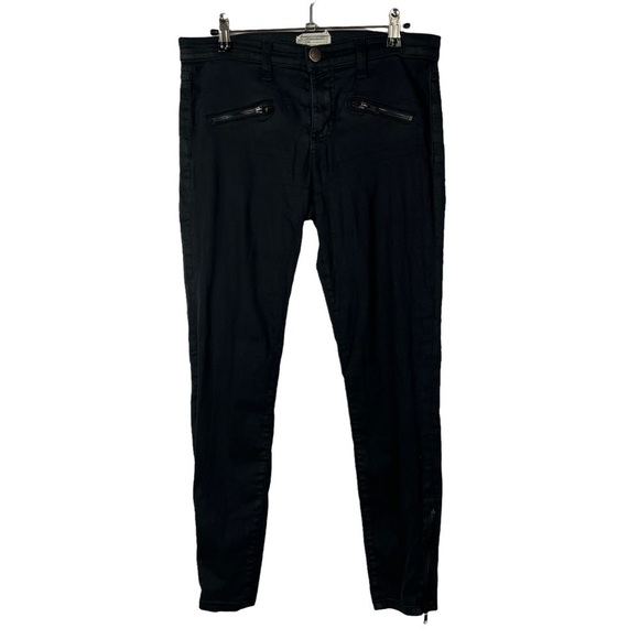 Current/Elliott The Soho Zip Stiletto Black Coated Skinny Jeans 29 $248 - Picture 2 of 4